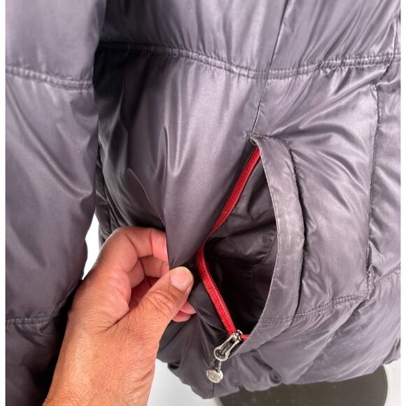 Eddie Bauer Goose Down Zip Hood Jacket Womens LG Feather Coat EB550 Lightweight - Picture 4 of 14